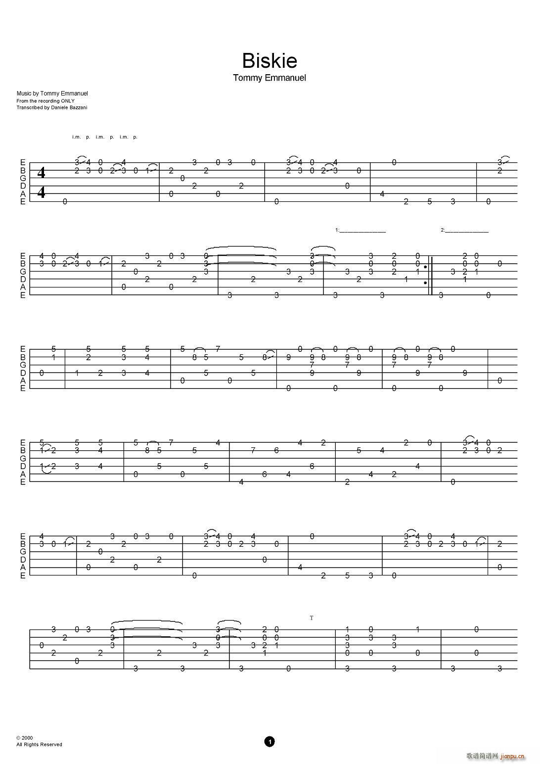 tommy emmanuel biskie 指弹吉他(吉他谱)1