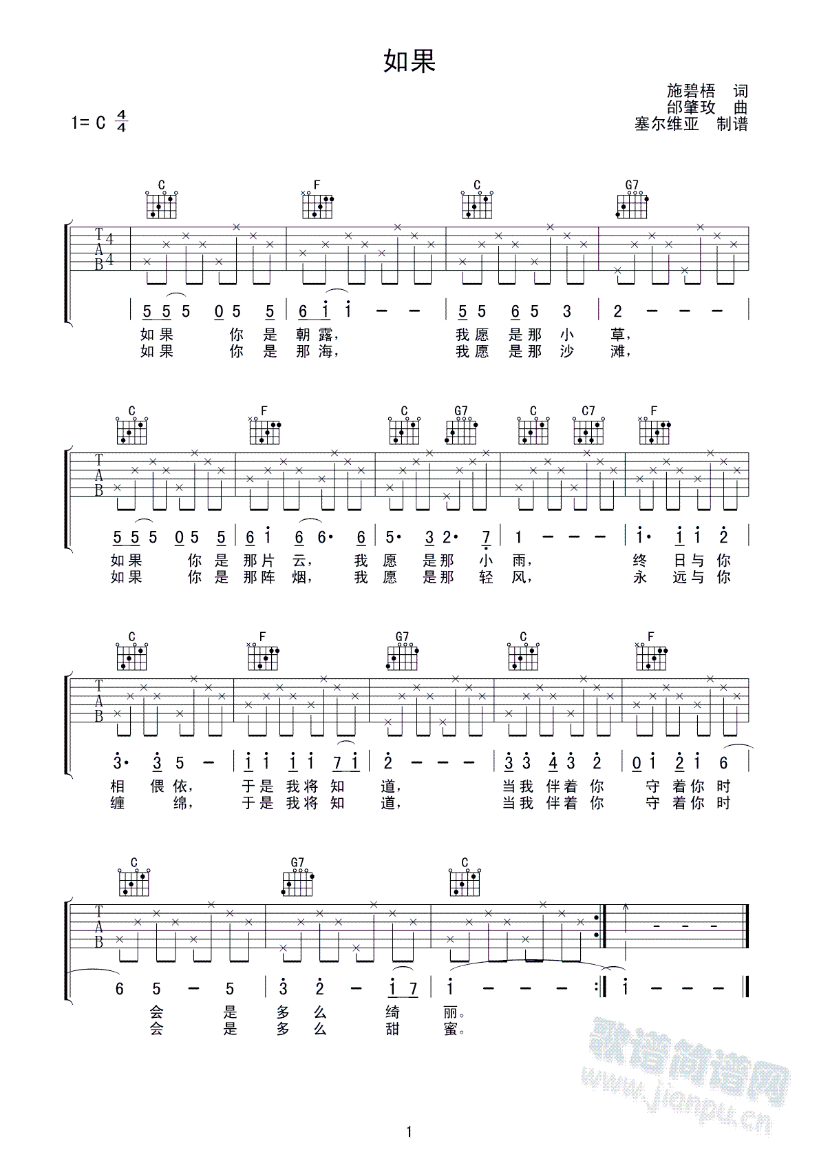 如果(吉他谱)1