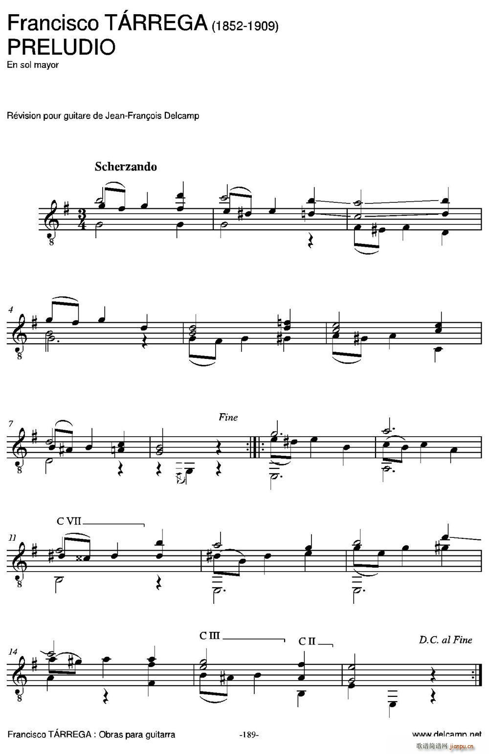 PRELUDIO En sol mayor 古典吉他(吉他谱)1