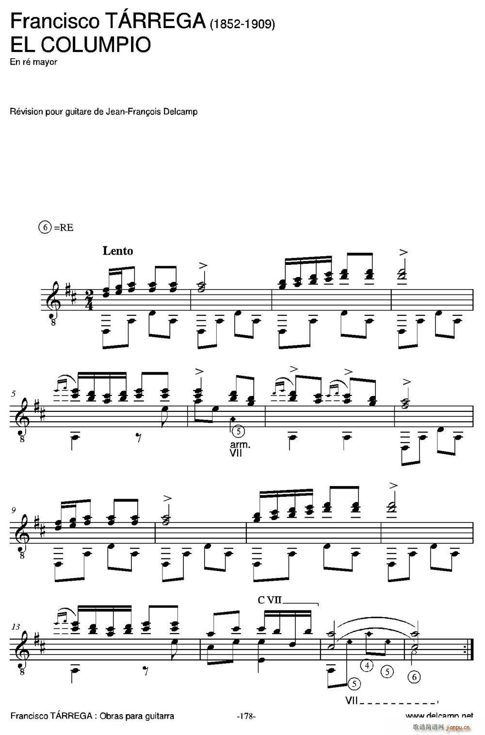 EL COLUMPIO En re mayor 古典吉他(吉他谱)1