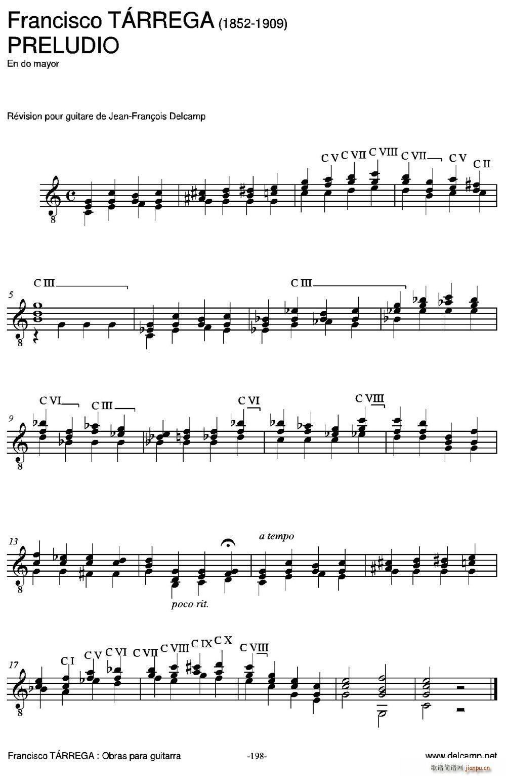 PRELUDIO En do mayor 古典吉他(吉他谱)1