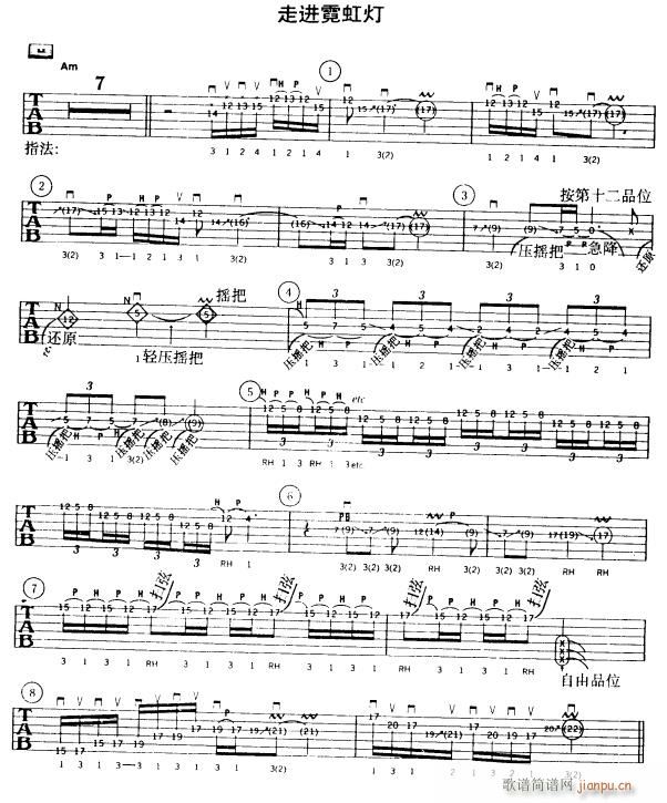 走进霓虹灯(吉他谱)1