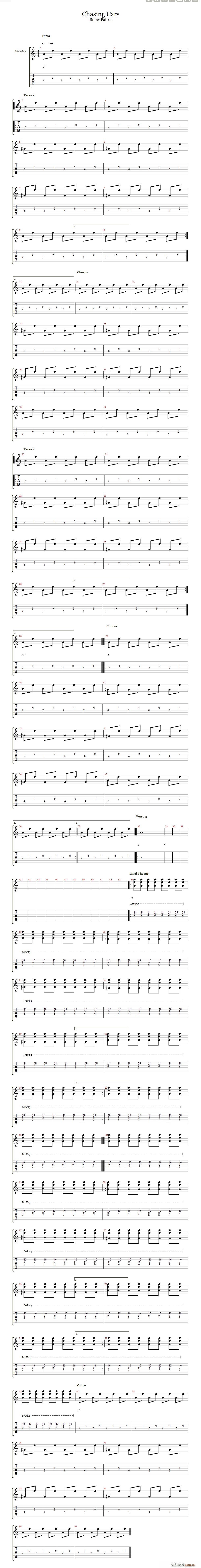 Chasing cars(吉他谱)1
