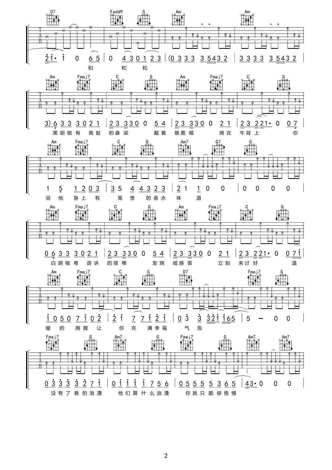 盐吉他谱2-沈以诚-C调指法