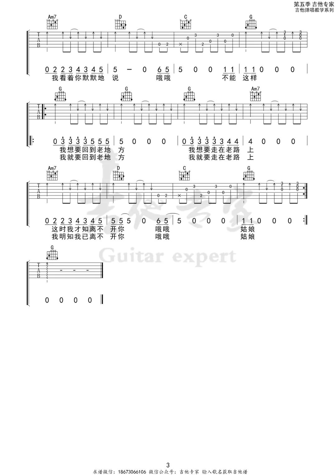 花房姑娘吉他谱3-崔健-G调指法