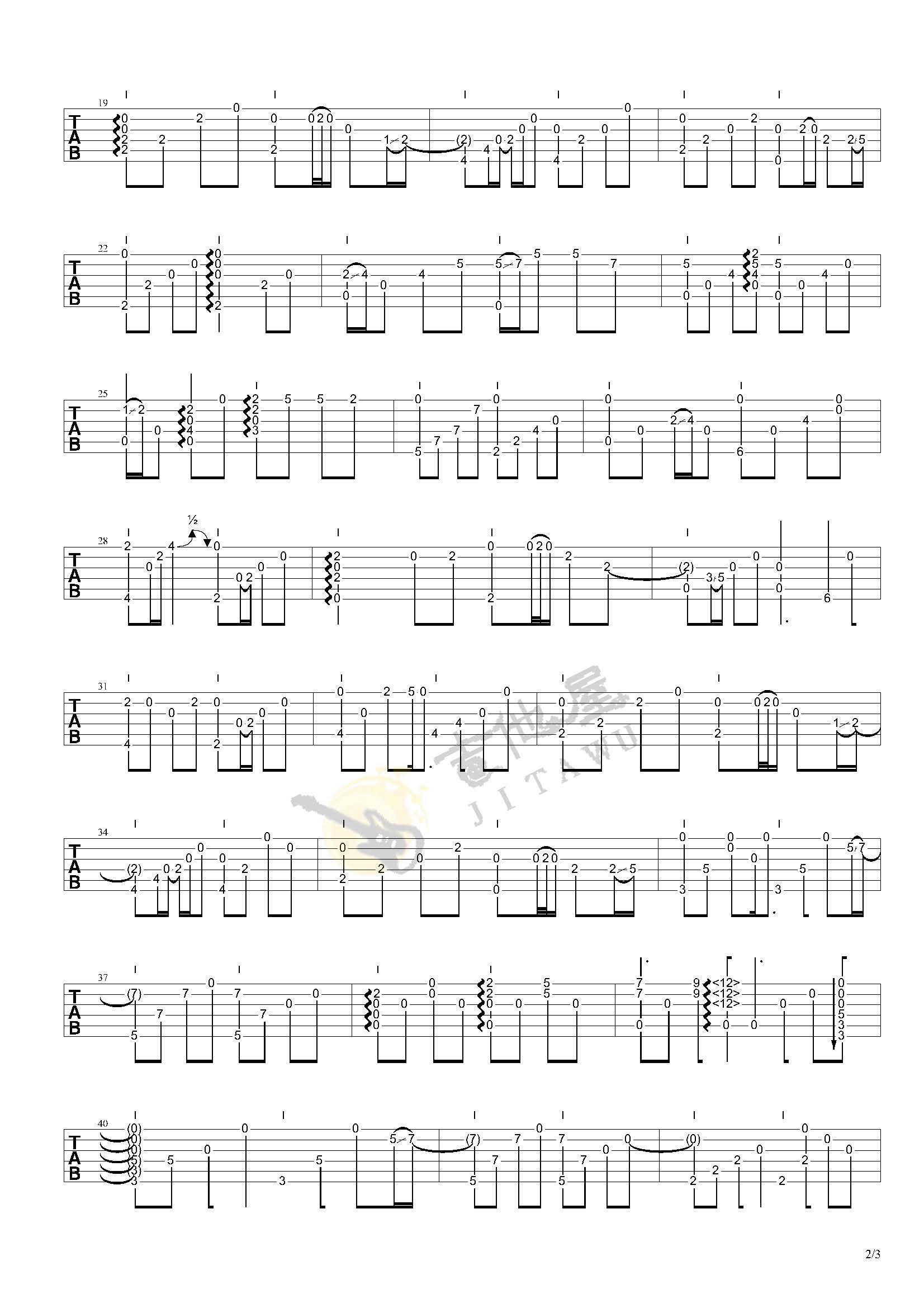 茉莉花指弹吉他谱2-曹思义