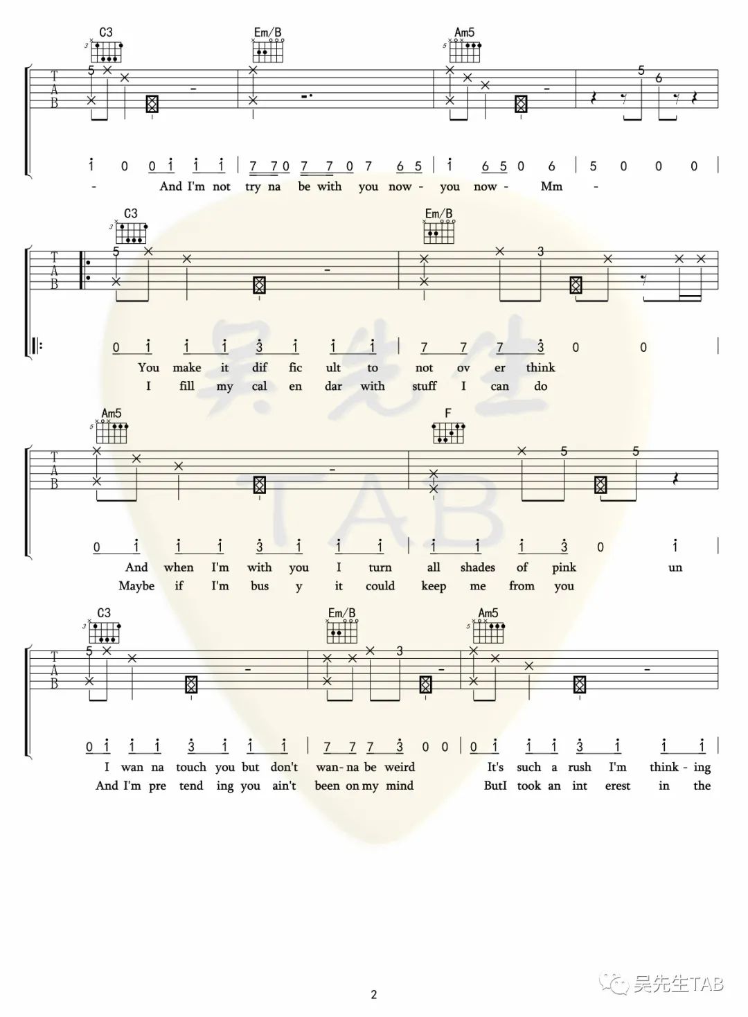 Crush吉他谱2-Tessa-Violet-C调指法