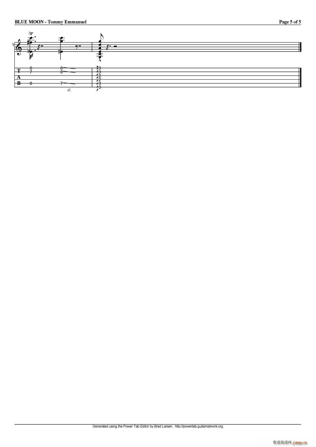 tommy emmanuel blue moon 指弹吉他(吉他谱)5