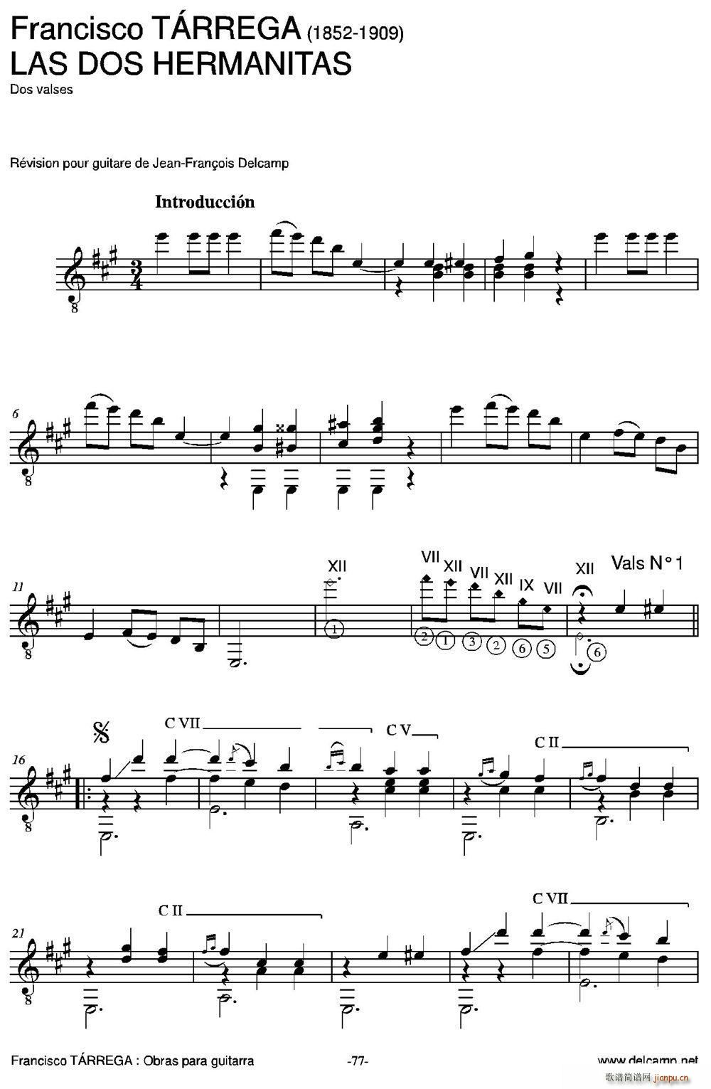 LAS DOS HERMANITAS Dos valses 古典吉他(吉他谱)1
