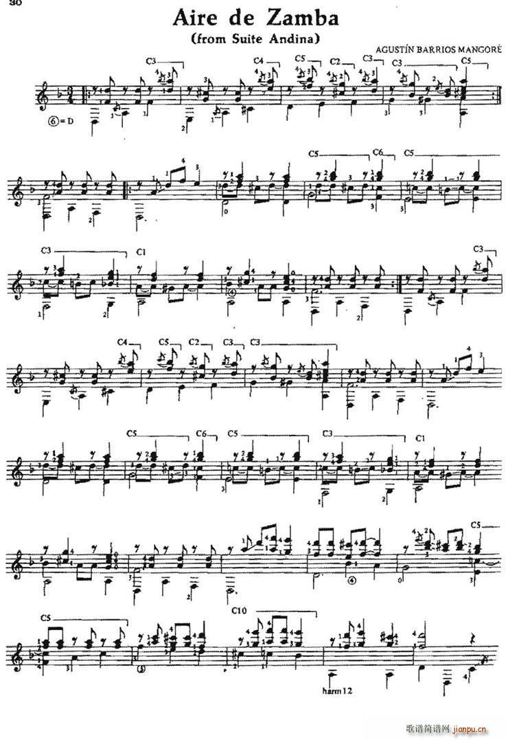 Aire de Zamba 古典吉他(吉他谱)1