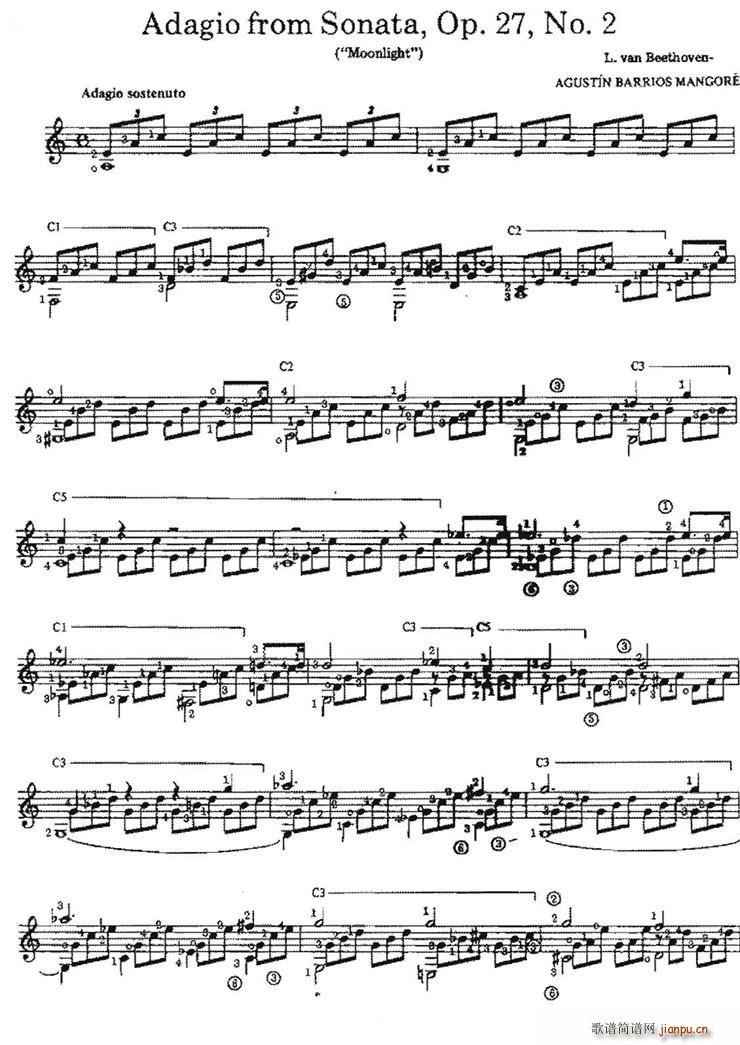Adagio from SonataOp 27No 2 古典吉他(吉他谱)1