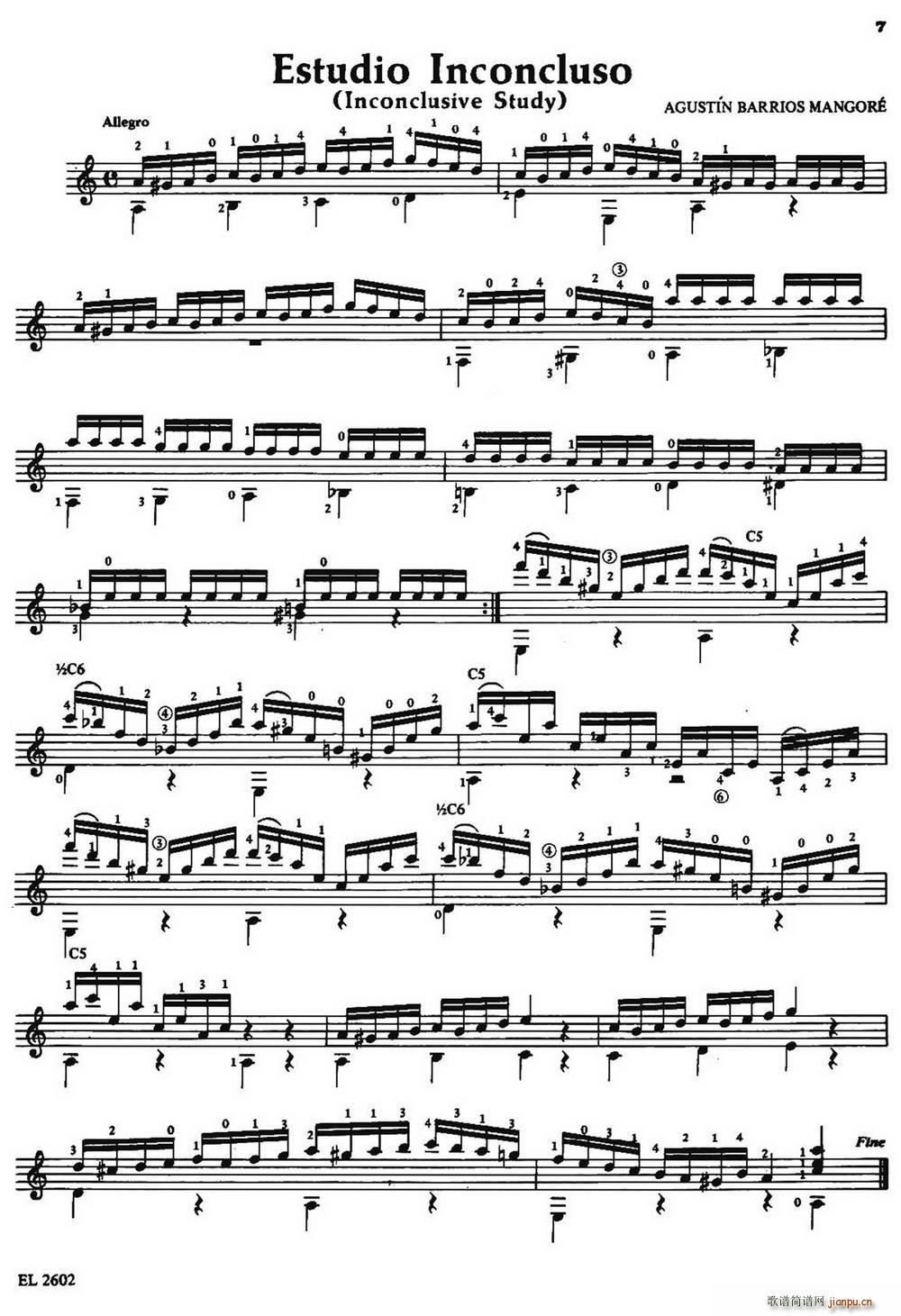 Estudio Inconcluso 古典吉他(吉他谱)1