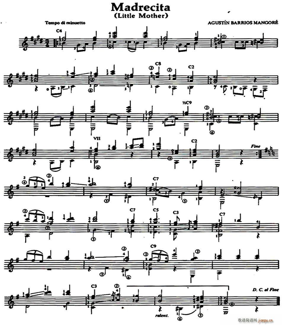 Madrecita 古典吉他(吉他谱)1