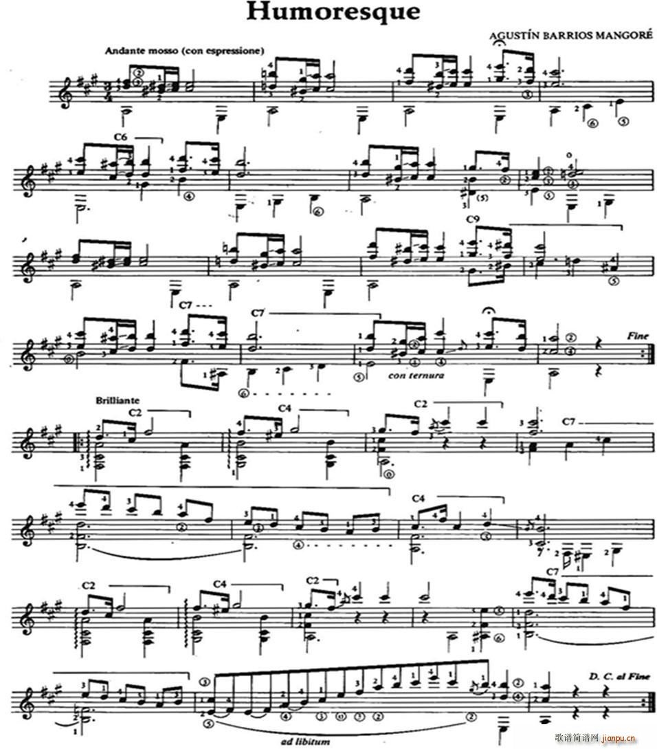 Humoresque 古典吉他(吉他谱)1