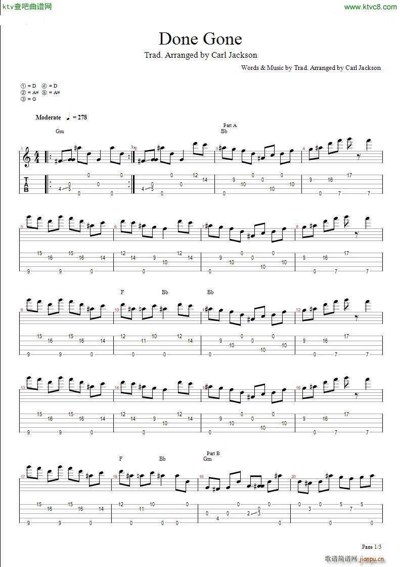 Done Gone(吉他谱)1