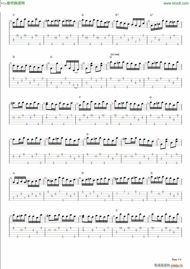 Dear Old Dixie(吉他谱)3