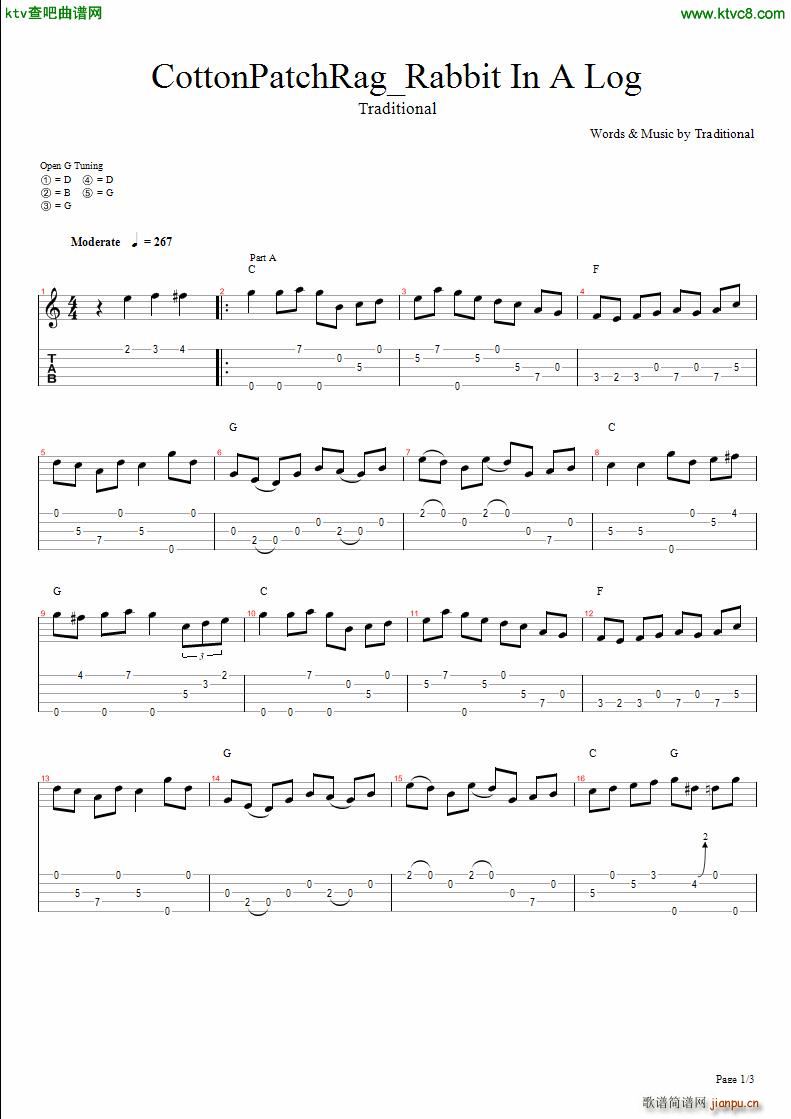 Cotton Patch Rag Rabbit In A Log(吉他谱)1