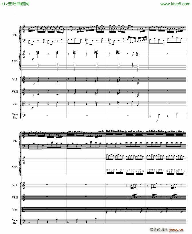 巴赫为四架钢琴写的钢琴协奏曲 钢琴吉他弦乐组(吉他谱)6