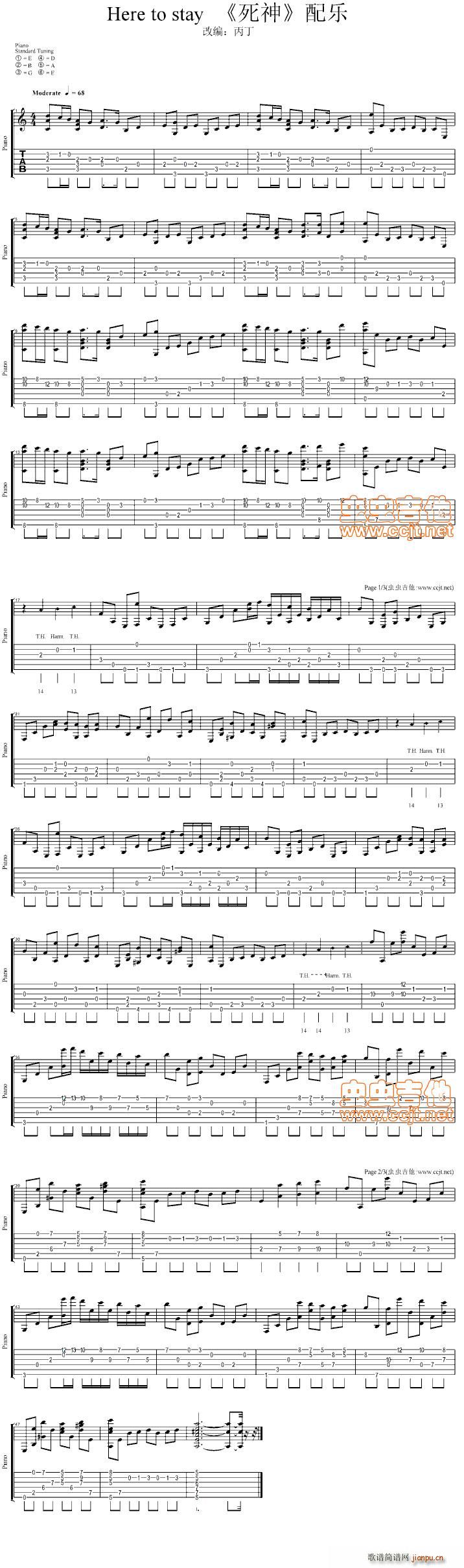 Here to stay 死神配乐(吉他谱)1