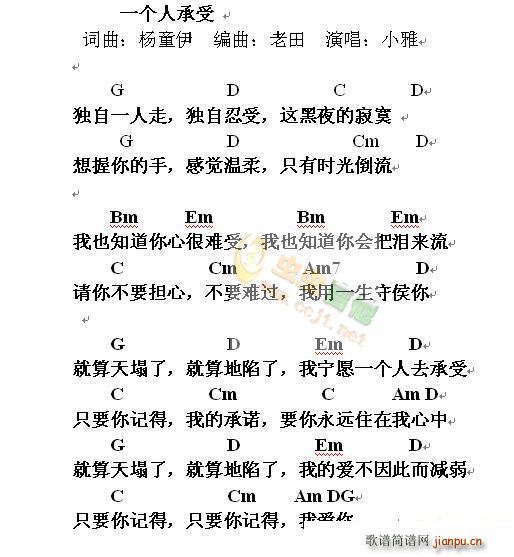 一个人承受(吉他谱)1