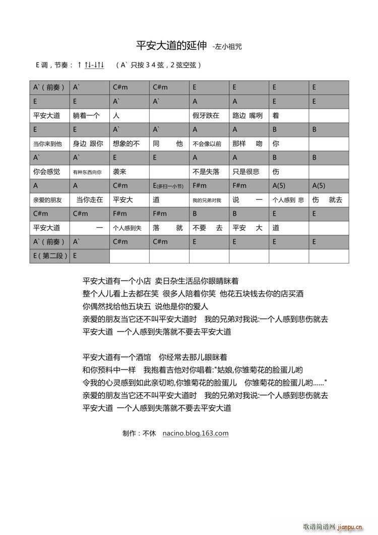 平安大道的延伸(吉他谱)1