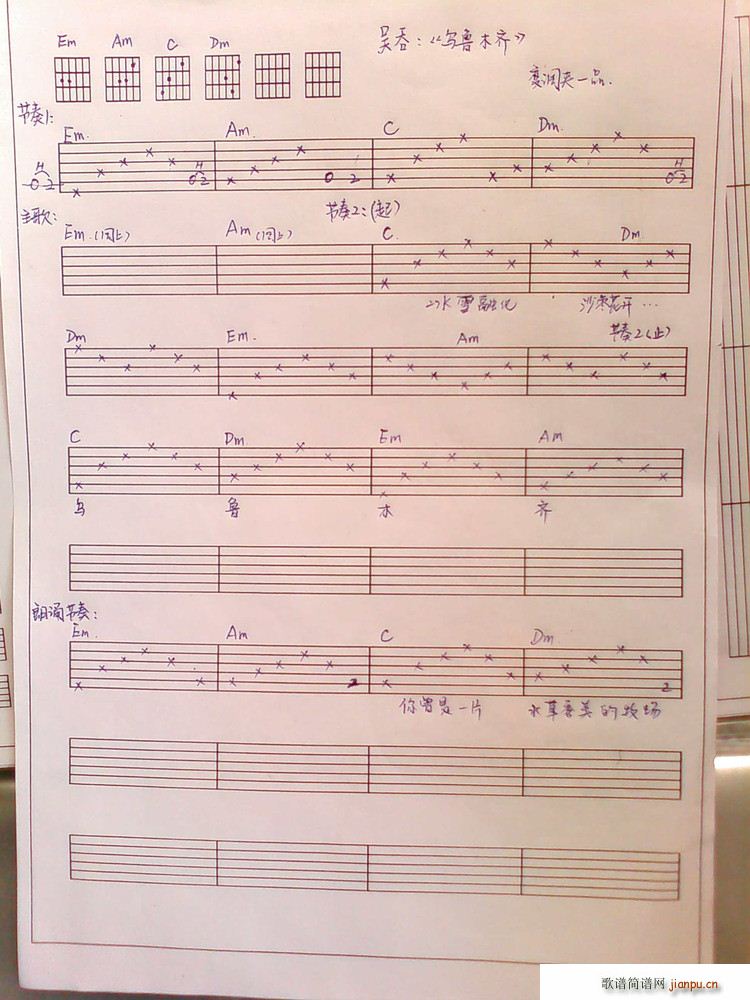 乌鲁木齐(吉他谱)1