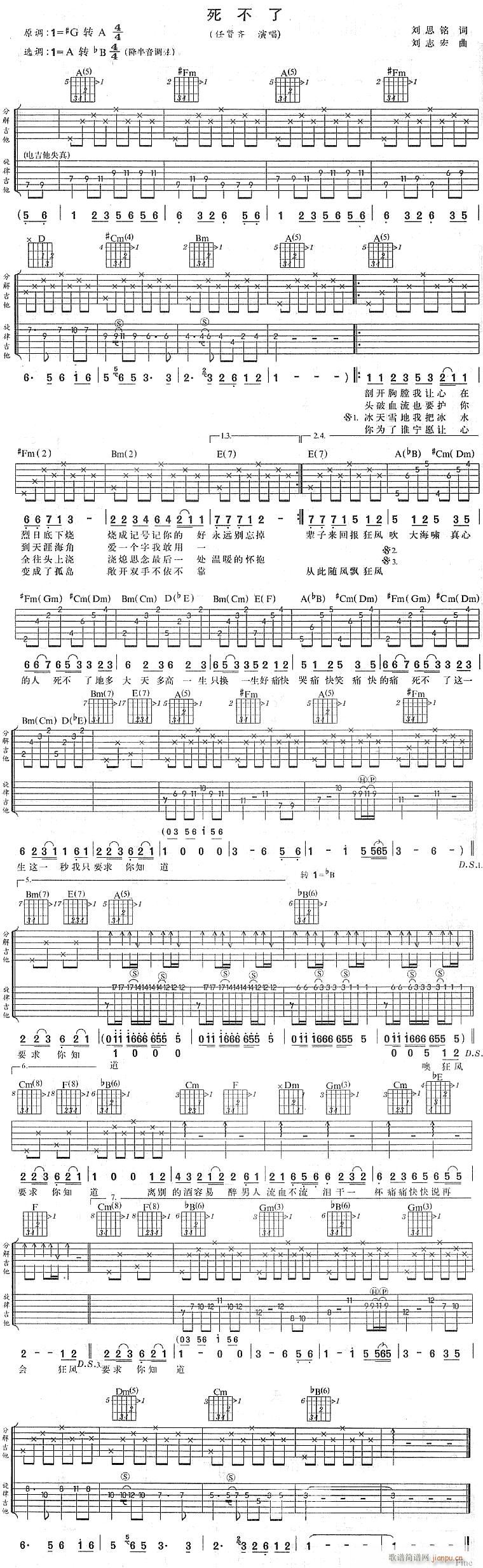 死不了原版双吉他(吉他谱)1