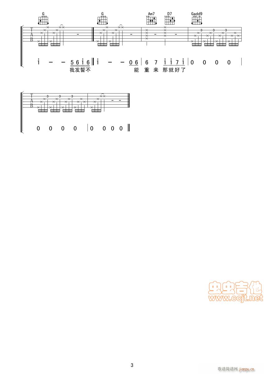 会呼吸的痛－梁静茹－吉他六线谱(吉他谱)3