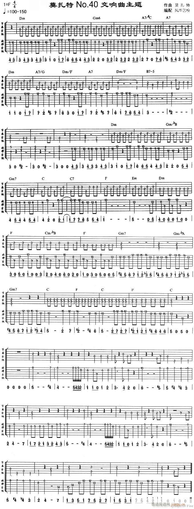 莫扎特No.40交响曲-吉他(吉他谱)1