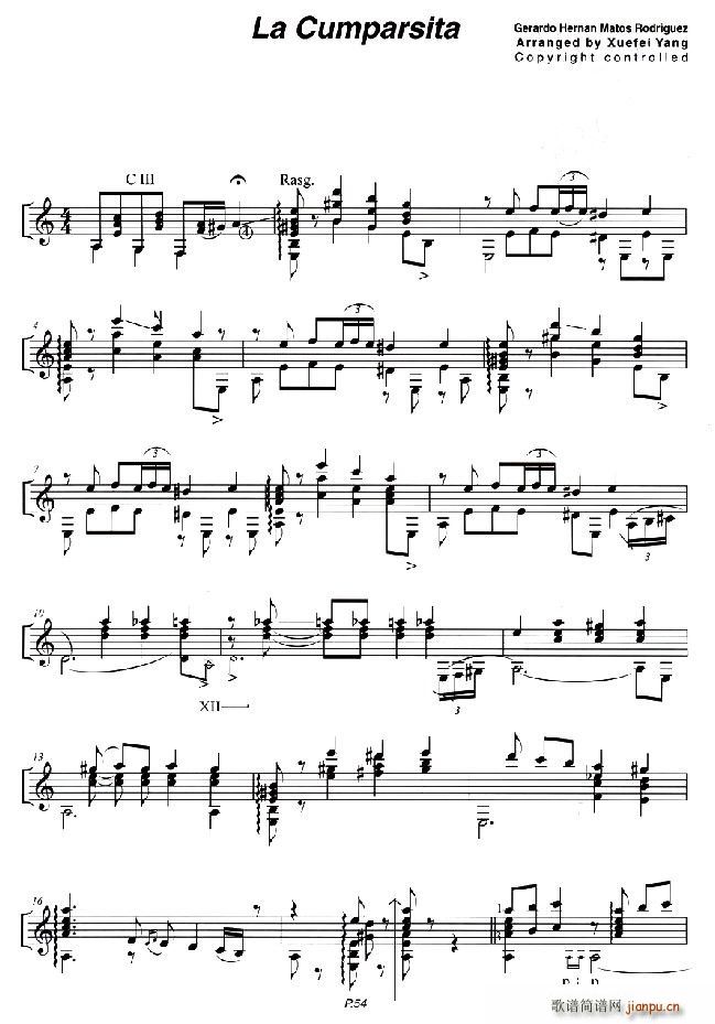 la Cumparsita(吉他谱)1