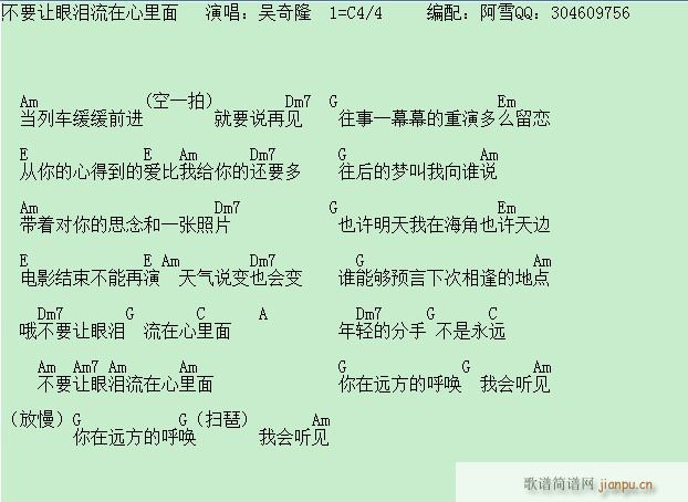 不要让眼泪流在心里面(吉他谱)1