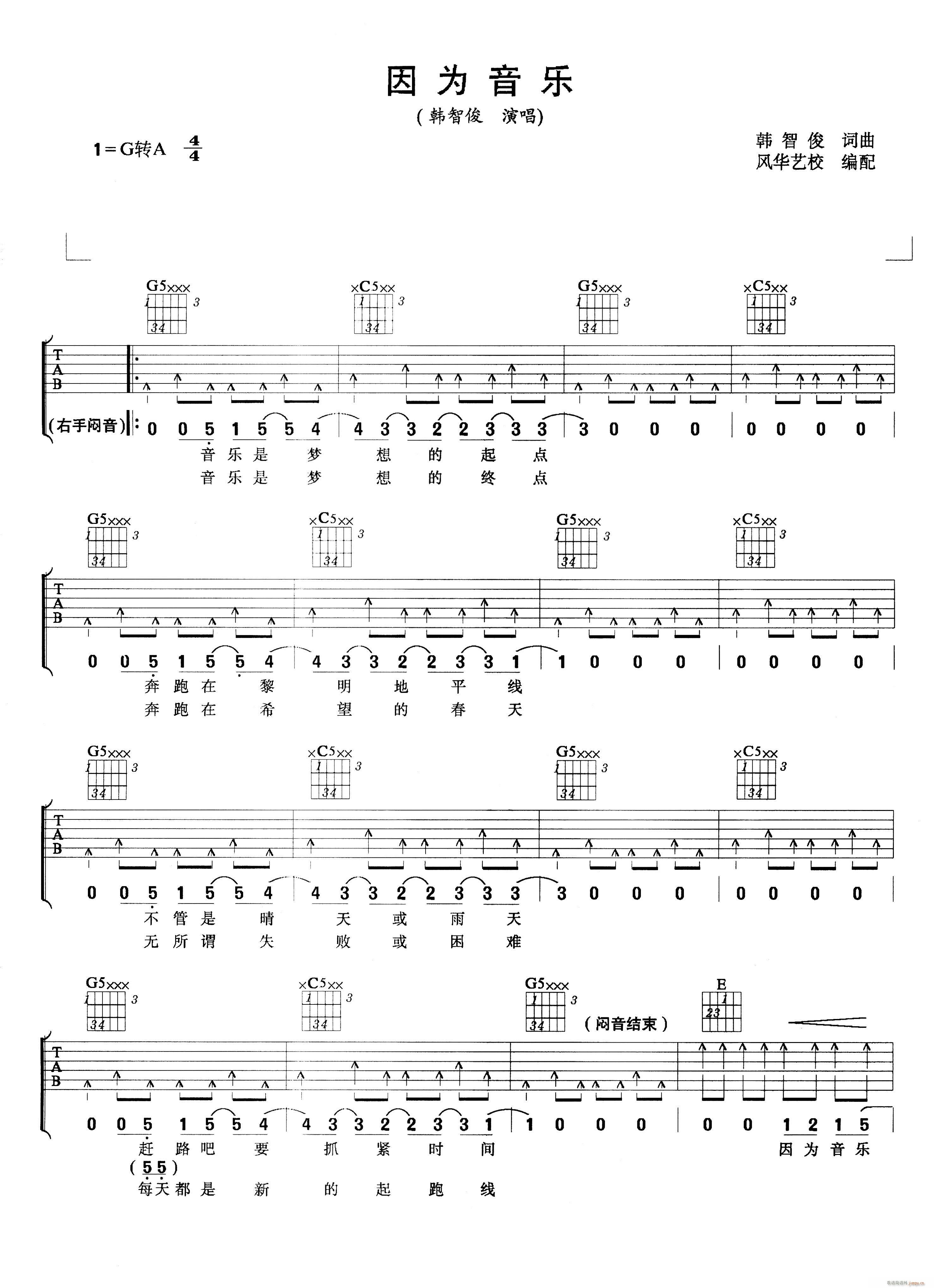 因为音乐---韩智俊(吉他谱)1