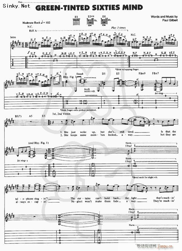 green tinted sixties mind(吉他谱)1