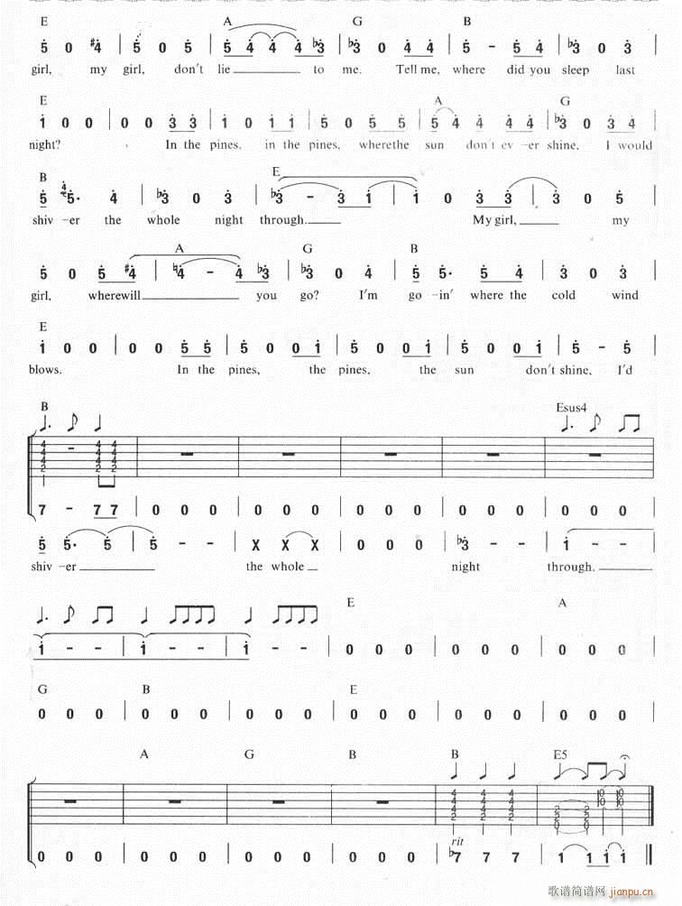 Where did you sleep last night(吉他谱)3