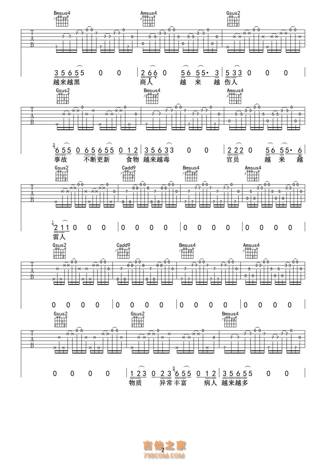 冬子《越来越OK》吉他谱