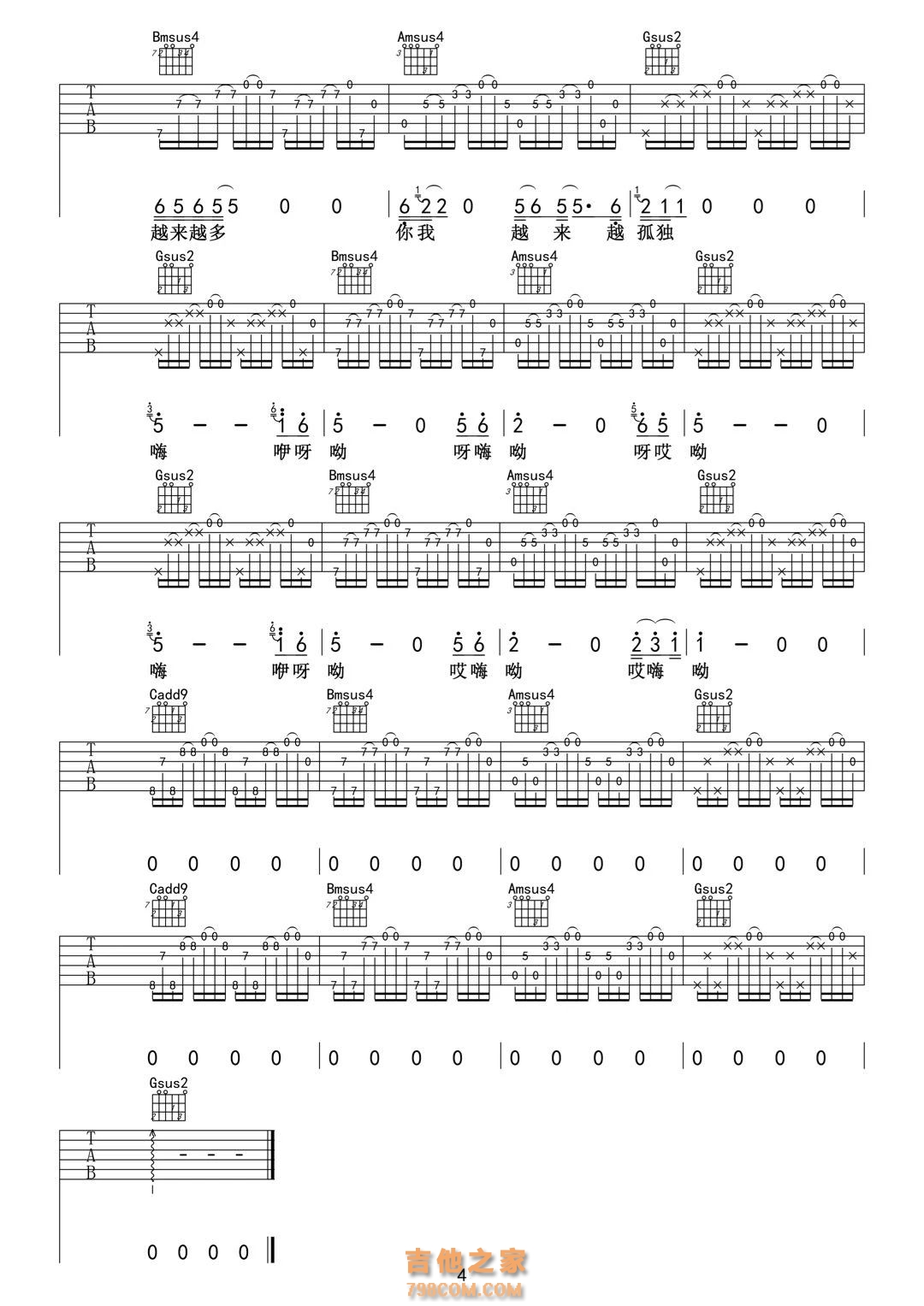 冬子《越来越OK》吉他谱