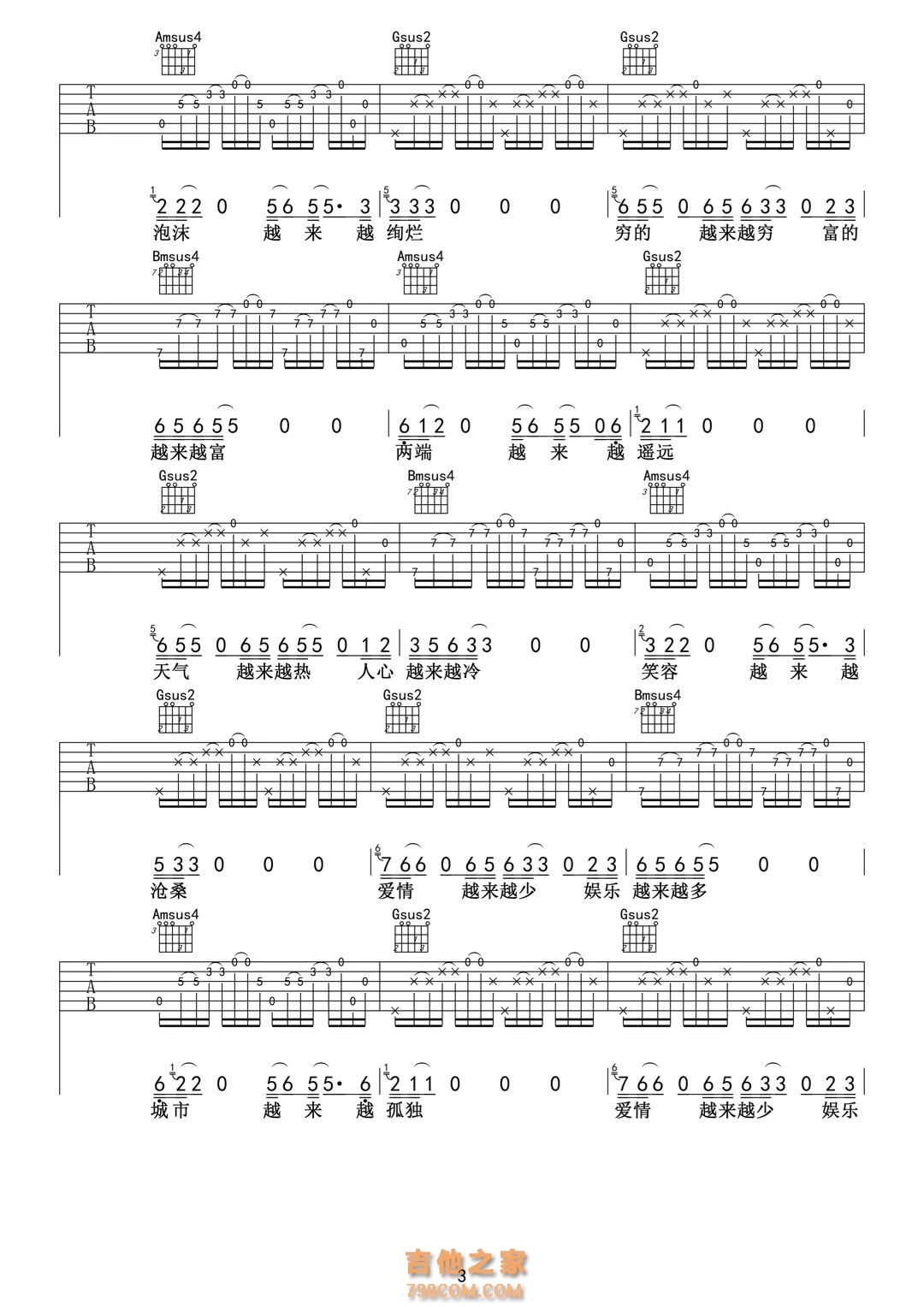 冬子《越来越OK》吉他谱