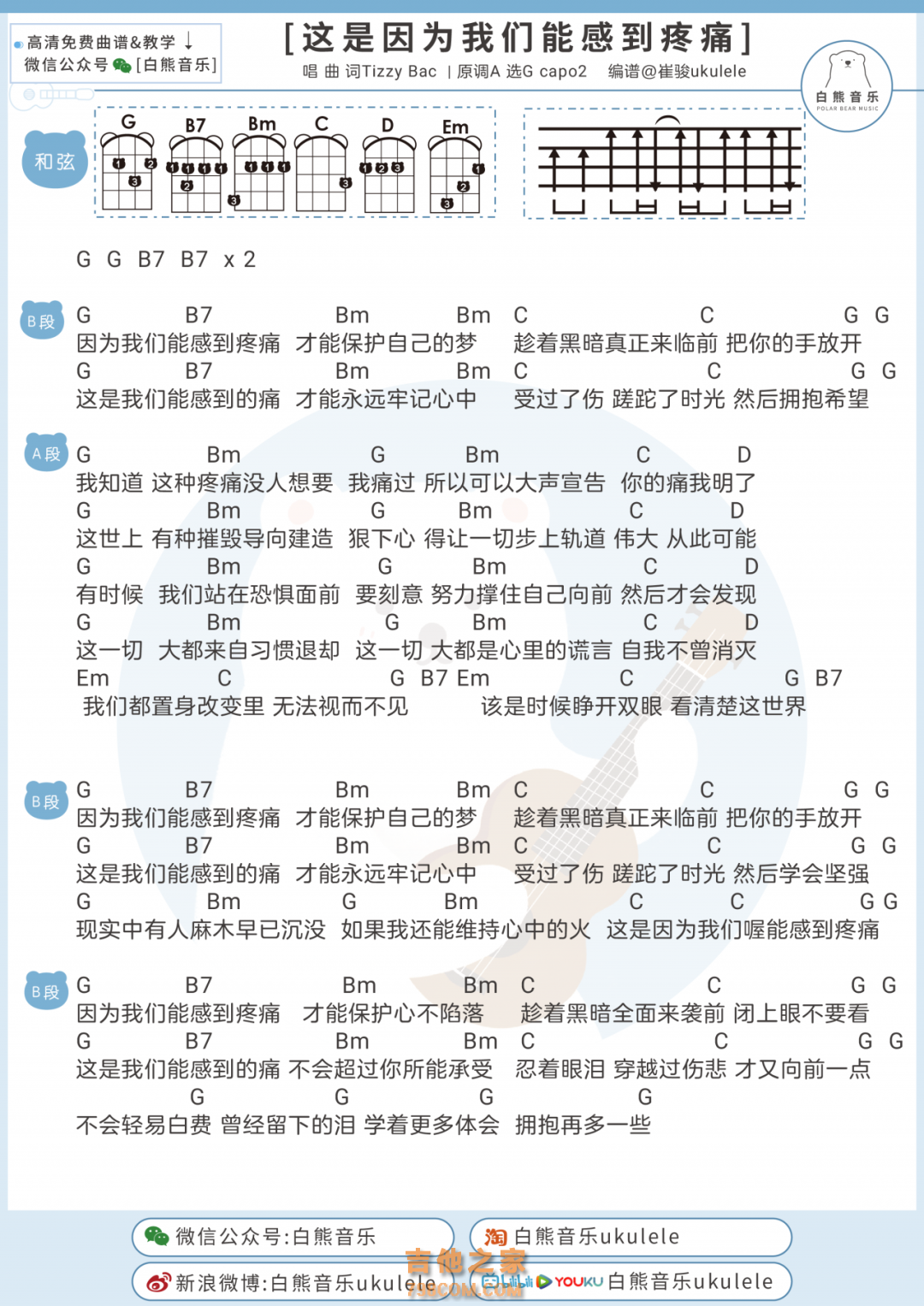 《这是因为我们能感到疼痛》尤克里里谱