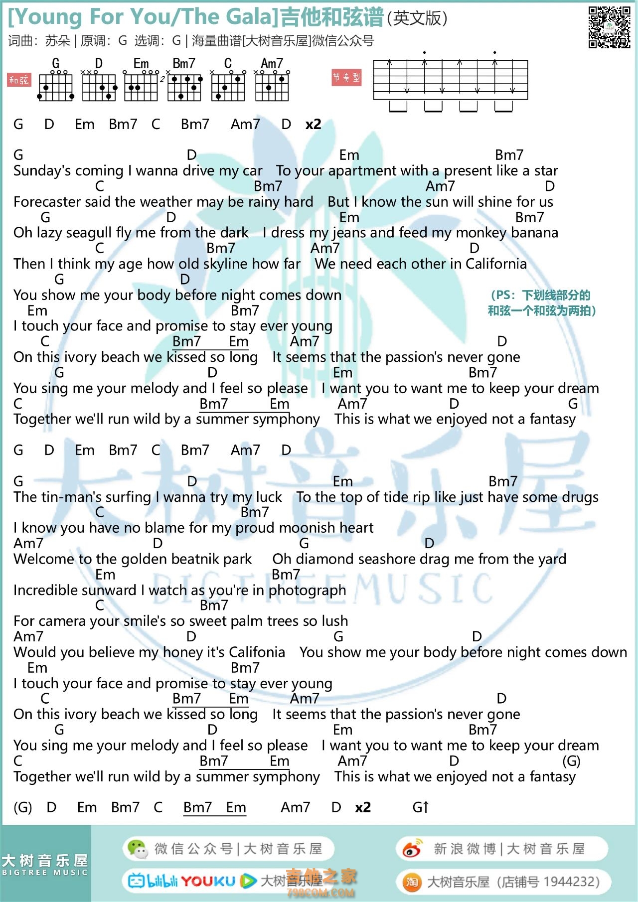 [英文版]Young For You吉他弹唱曲谱 GALA乐队 