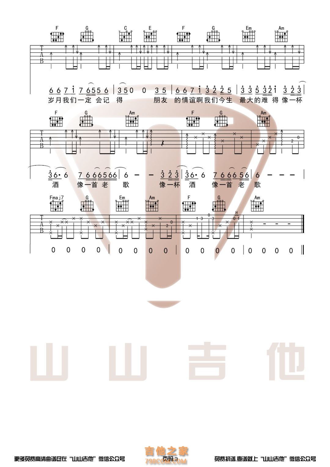 高进/小沈阳《我的好兄弟》C调和弦吉他谱