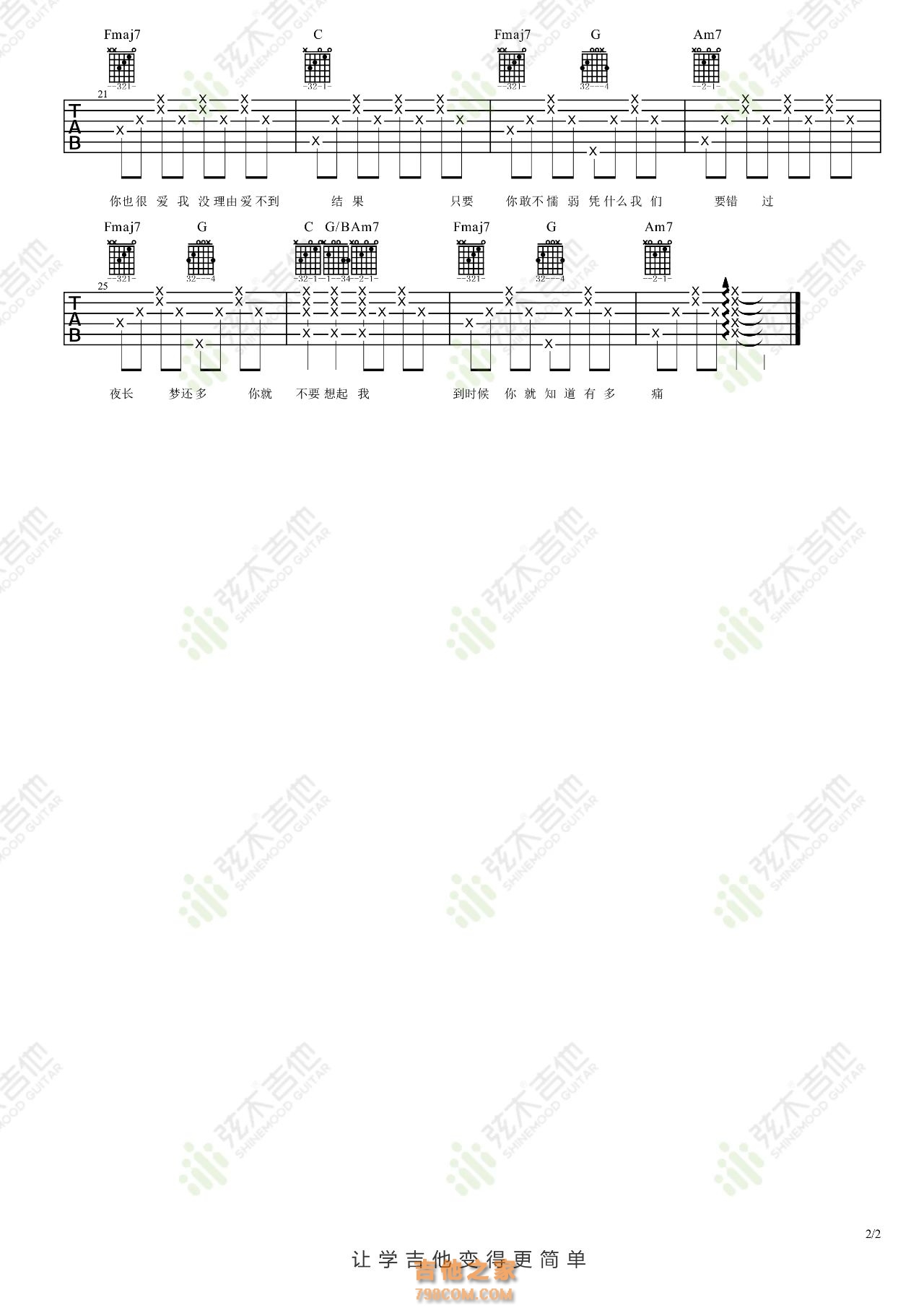 田馥甄《你就不要想起我》吉他弹唱谱
