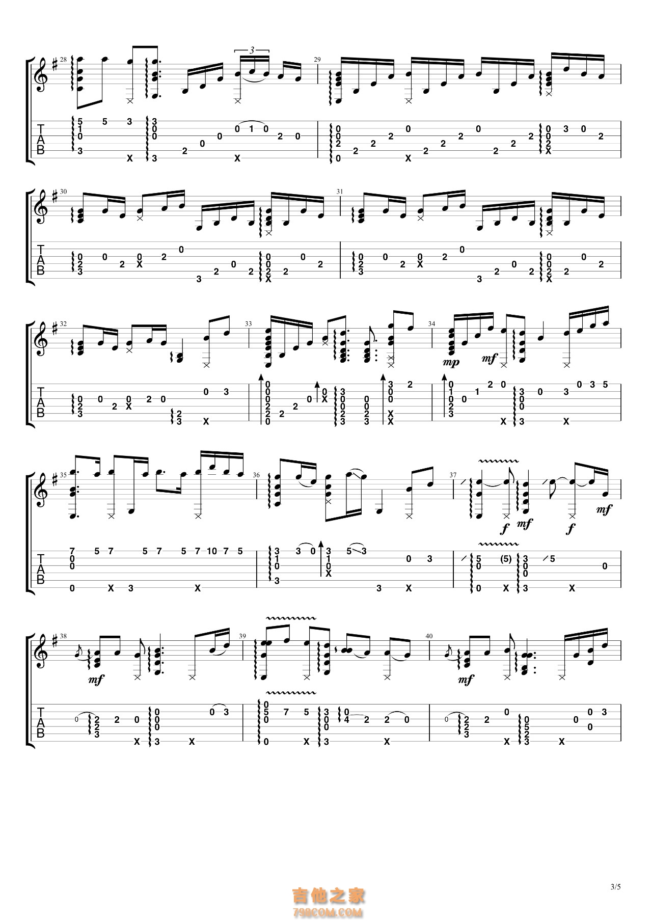 See you again吉他指弹谱