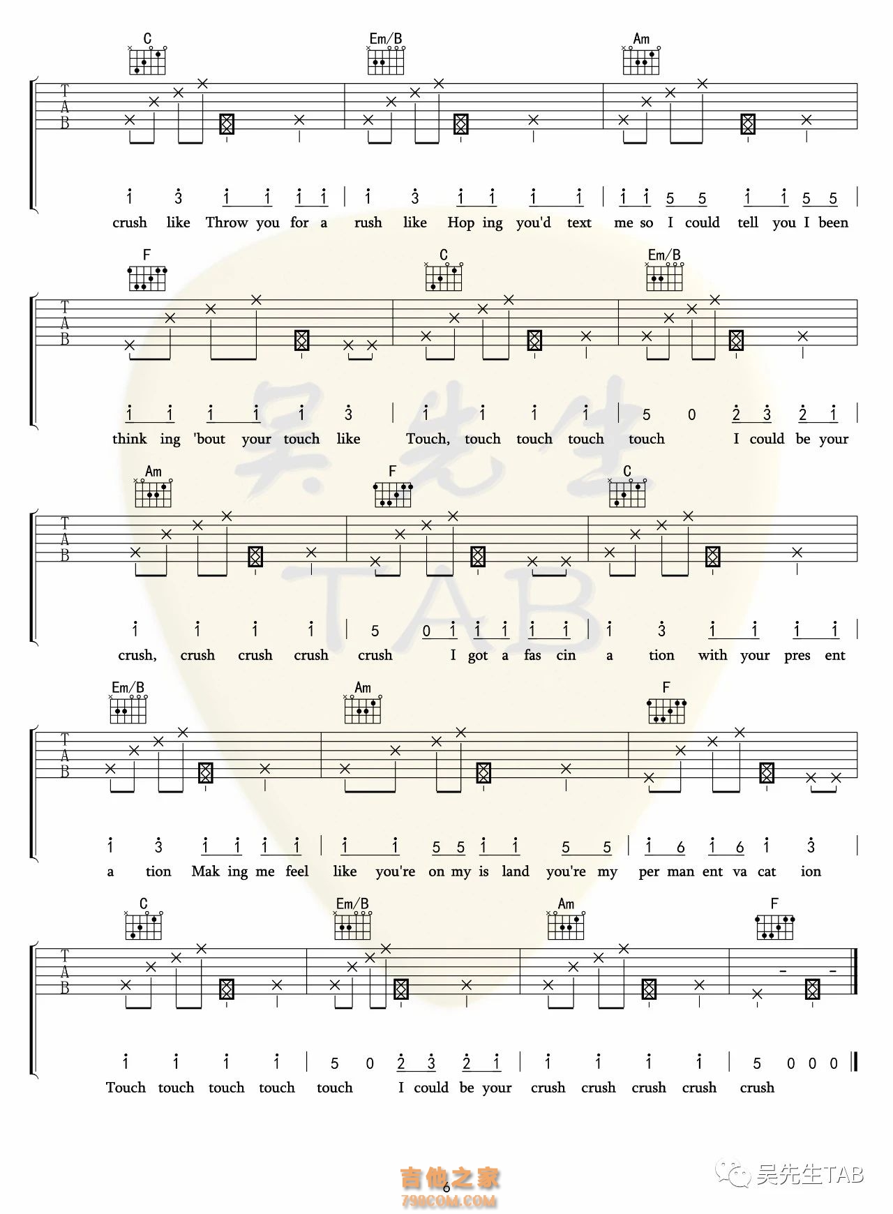 Tessa Violet《Crush》吉他谱