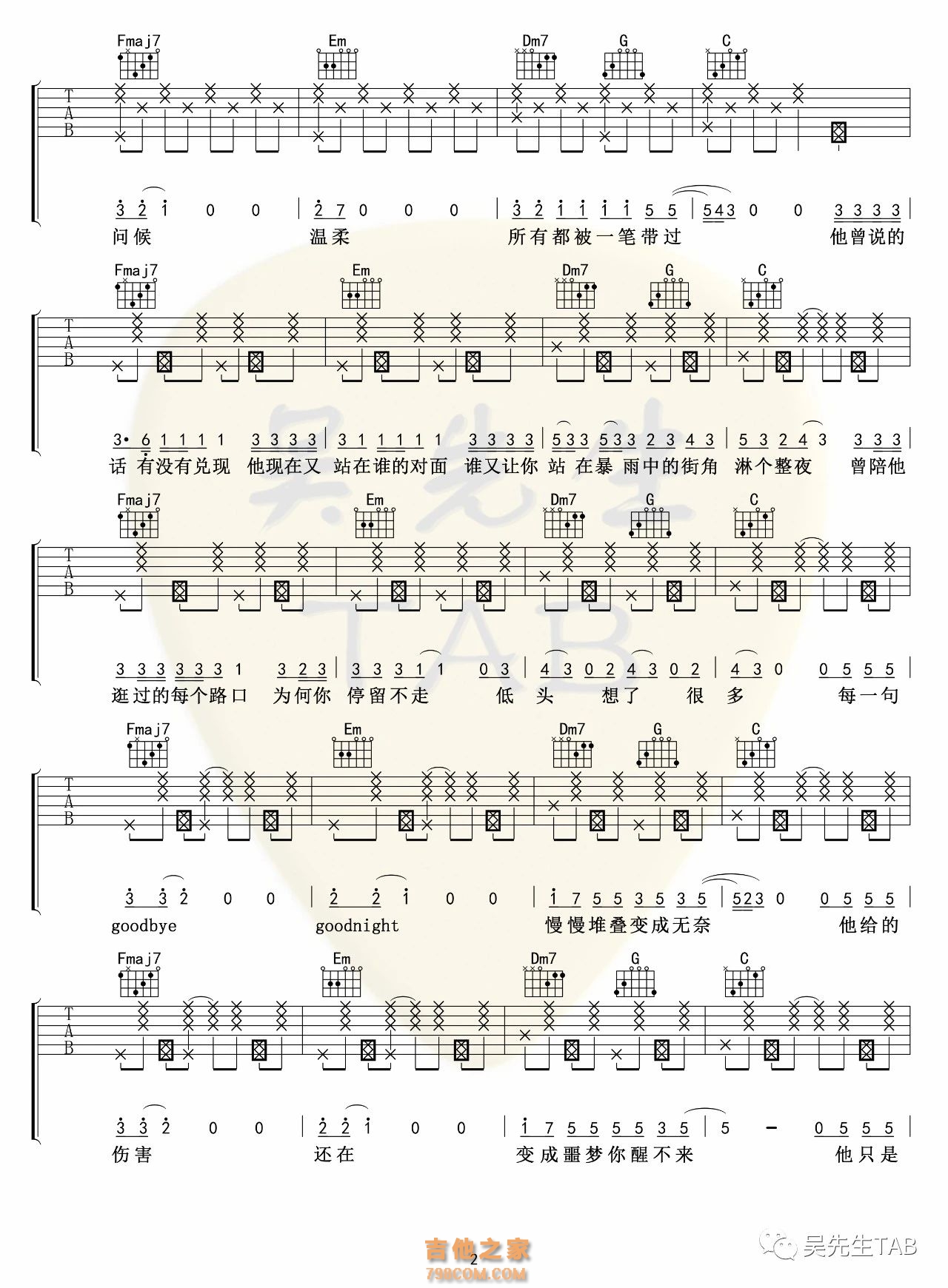 h3R3 / Felix Bennett《他只是经过》吉他谱