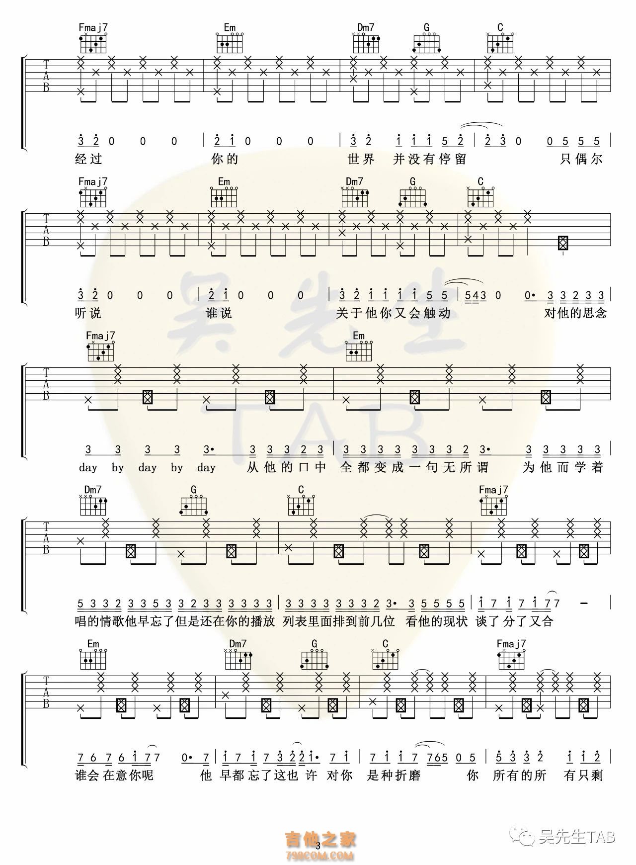 h3R3 / Felix Bennett《他只是经过》吉他谱