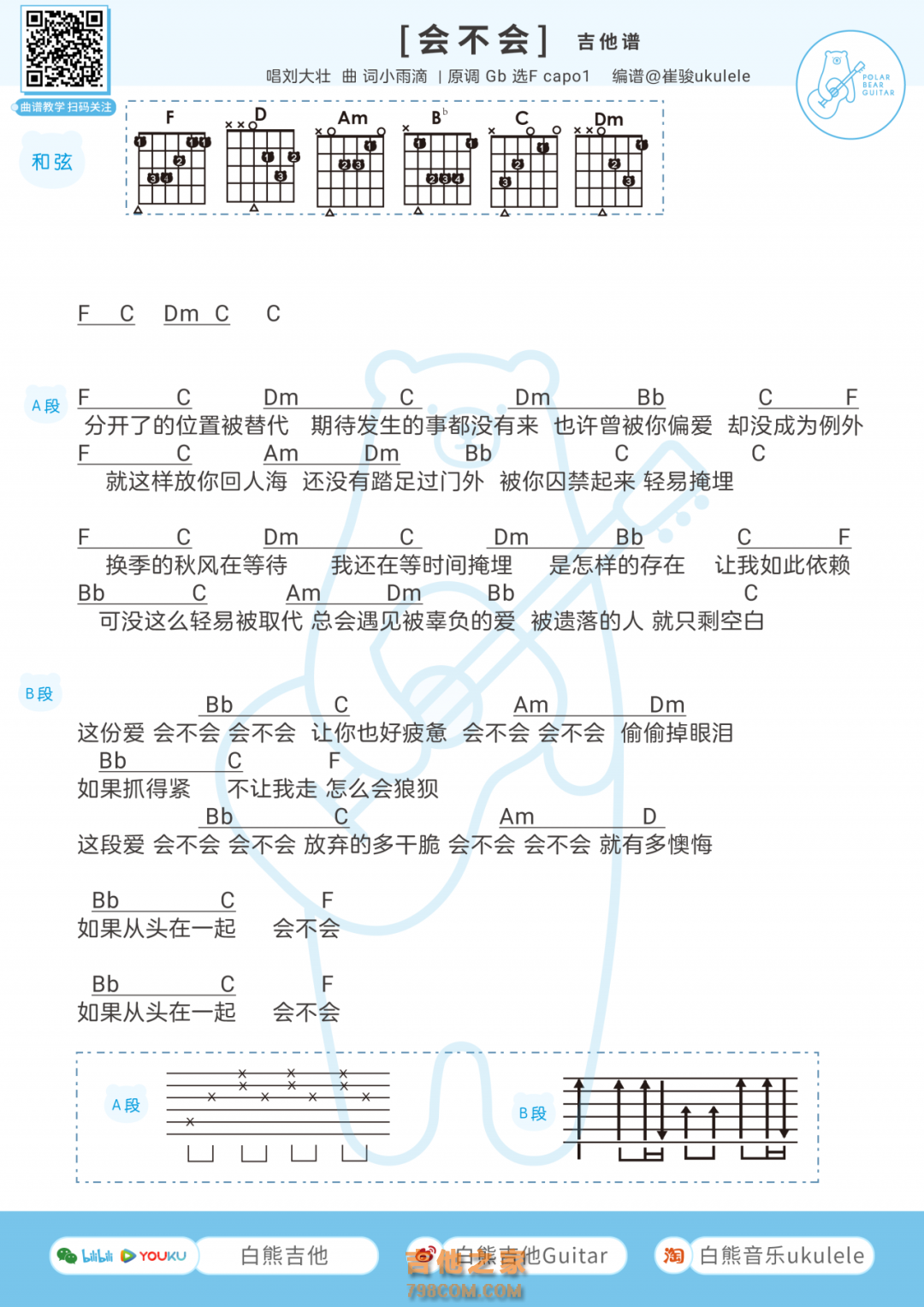 [会不会吉他谱]刘大壮《会不会》吉他谱