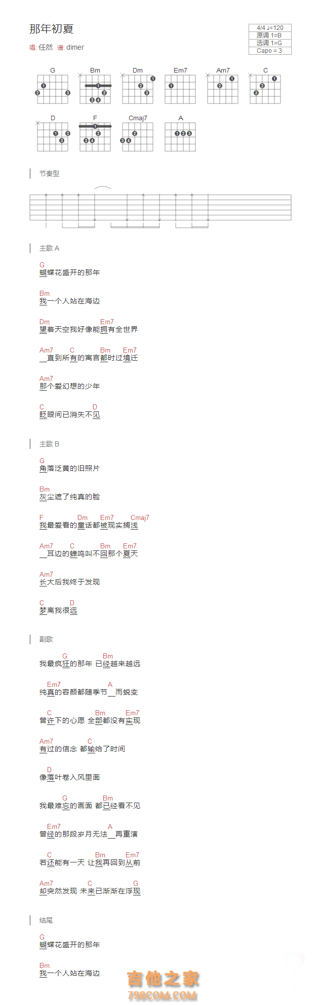 那年初夏吉他谱和弦版 任然