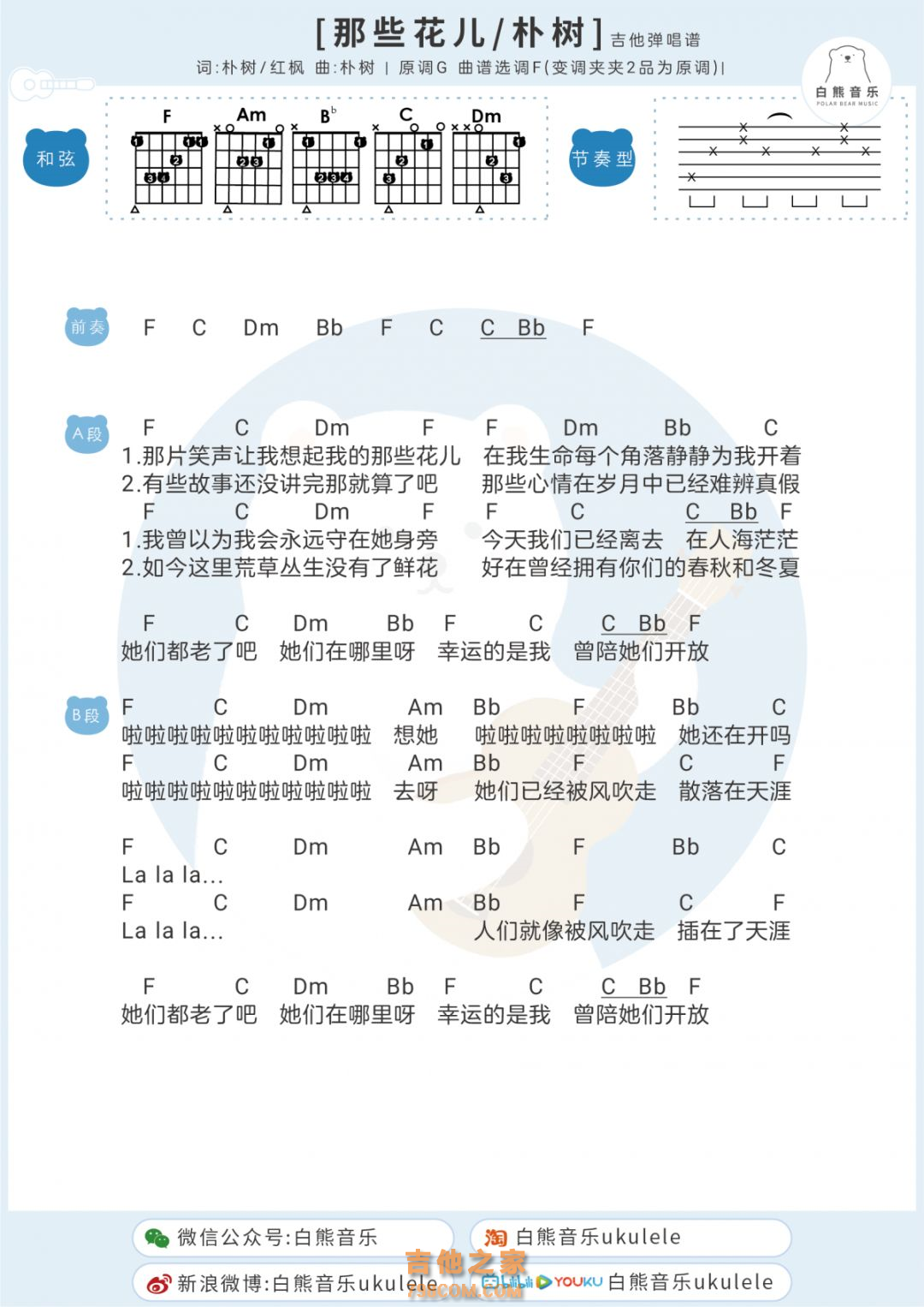 [男生版]朴树《那些花儿》吉他谱