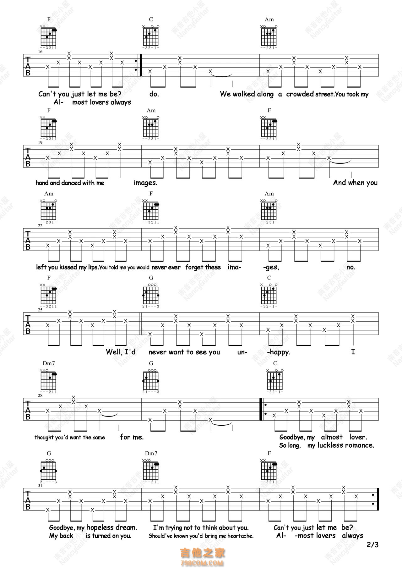 Almost Lover吉他谱