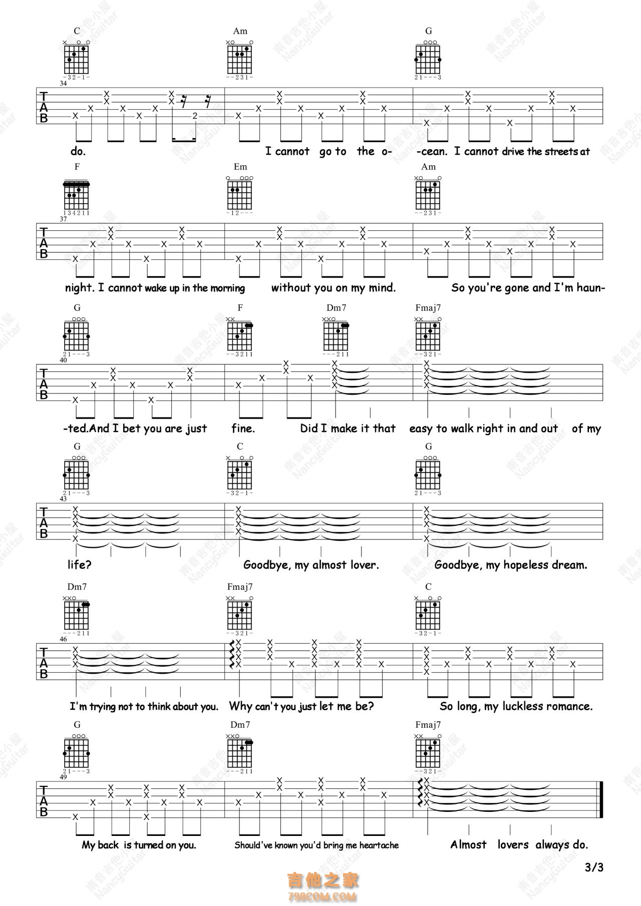Almost Lover吉他谱